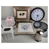 Mosaic plate, clock horse picture, tissue boxes
