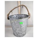 Galvanized bucket with rope handle
