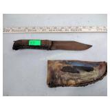 Knife with homemade hide sheath