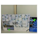 LED blue Christmas lights new in box, 300 blue