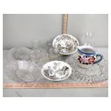 English Staffordshire bowls, drinking glasses,