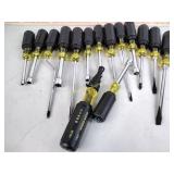 Klein tools screwdrivers, large assorted lot