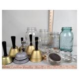 Canning jars, Bells, glass furniture carpet