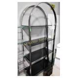 Metal shelf with glass shelves, 371/2 x 16 x 78,