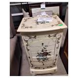 Painted jewelry cabinet 15 by 12 by 33