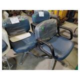 3 office chairs, not on casters, worn