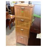 Four drawer wood filing cabinet , 19 x 19 x 54