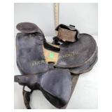 Leather horse saddle, old