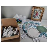 Longaberger pottery trivet and ceramic basket