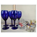 Glass Tumblers, cobalt blue drinking glasses