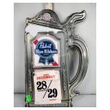 Pabst Blue Ribbon vintage calendar and sign, 1985