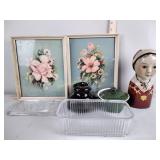 Lady planter,  stoneware insulator, hall