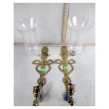 Brass candle wall sconces with shades