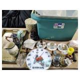 Tole painted serving tray, decorative boxes,