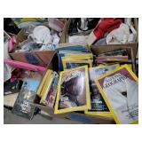 glassware,  National geographics, books, duffel