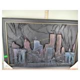 Cityscape framed 3 dimensional picture, signed