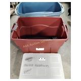 3 totes one large Blue, one large red, and one