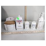 German canister set with vinegar bottle, one