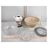 Stoneware bowl (has crack), hand painted in