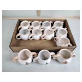 12 Spongeware sugar bowl  with  pumpkin on front.