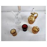 Large Wright glass moon and stairs cruet,  clear