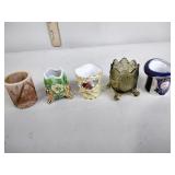 5 toothpick holders: 1 Joe St Clair and misc