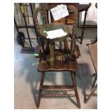 Vintage wood high chair, stool