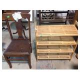 Side chair, shoe rack 28" tall x 28" long