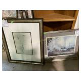 Framed prints (2), biggest is 32" tall by 28"