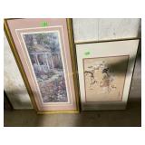 Framed prints (2), gazebo and oriental themed,