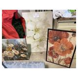 Framed floral prints (3), biggest is 47" tall by