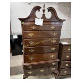 Federal style mahogany highboy chest of drawers