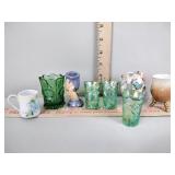 Toothpick holder and shot glasses.