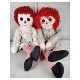 Raggedy Ann dolls quantity two