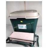 Gardening stool, plastic storage tote