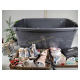 Christmas: plastic houses, Santa decor, angel