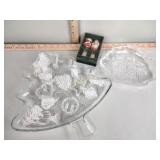 Blown glass Christmas ornaments, trays, cheese