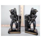 Ceramic baseball player bookends chippy