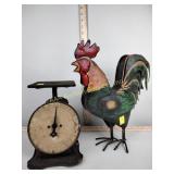 Metal rooster, old scales