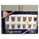 College shot glass set, missing one