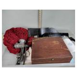 Flatware box (empty), Keystone meat grinder,