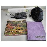 Bike helmet, air pump for air mattress , puzzle,