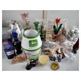 Wood doll chairs, Christmas ornaments, bottles,