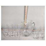 Glass drinkware set with pitcher
