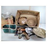 Repousse brass centerpiece bowl, baskets, Anchor