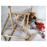 Teddy bear, figurine, basket, needle craft