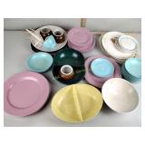 Melmac dishes, some marked Boontonware, stoneware