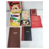 Vintage cootie game, wood blocks, Mystery guild