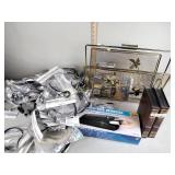 Metal magazine rack, VHS tapes including Pearl