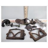 Assortment of vintage metal holders and parts